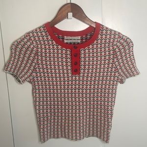 Urban Outfitter’s Knit Henley Semi Cropped Tshirt with Tulip Print